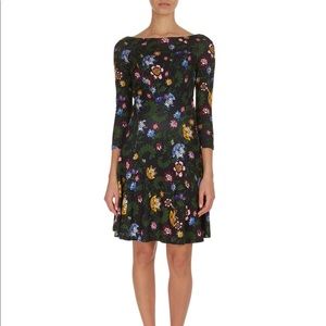 ERDEM Vivi Floral Boatneck Dress 3/4 length sleeve